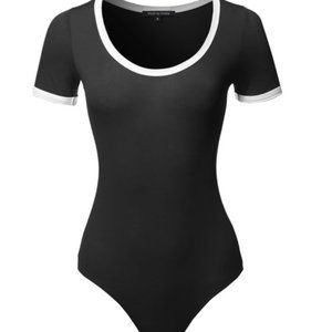 LF Emma & Sam Shiny Black Short Sleeve Body Suit